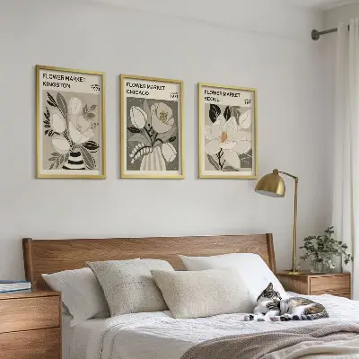Set de tablouri decorative cu imprimeu retro Flori Kingston Seul Chicago