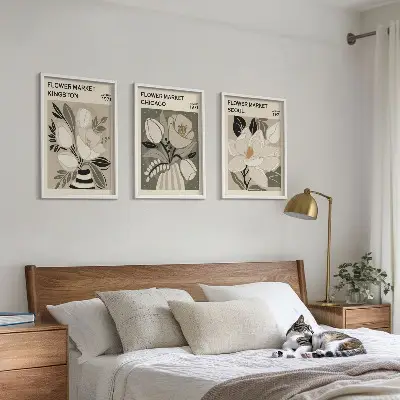 Set de tablouri decorative cu imprimeu retro Flori Kingston Seul Chicago