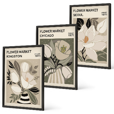 Set tablouri decorative Flori Kingston Seul Chicago retro