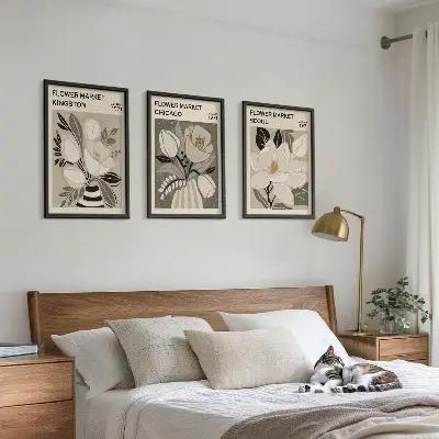 Set de tablouri decorative cu imprimeu retro Flori Kingston Seul Chicago