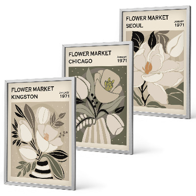 Set tablouri decorative Flori Kingston Seul Chicago retro
