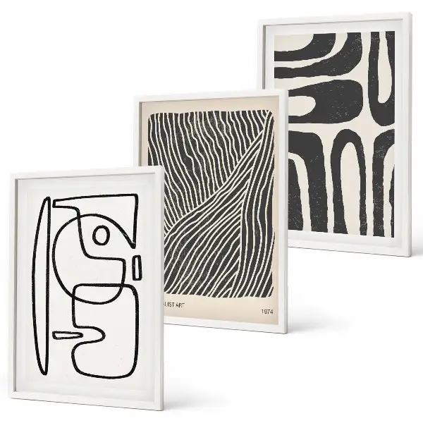 Set tablouri pentru dormitor cu modele abstracte, linii și texturi
