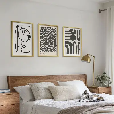 Set tablouri pentru dormitor cu modele abstracte, linii și texturi