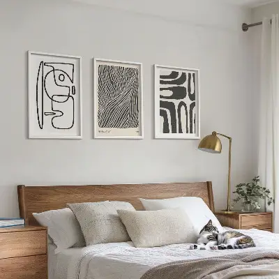 Set tablouri pentru dormitor cu modele abstracte, linii și texturi