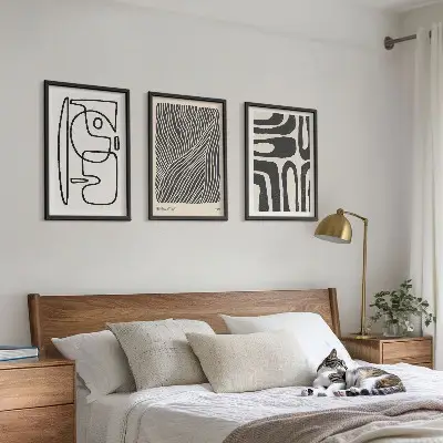 Set tablouri pentru dormitor cu modele abstracte, linii și texturi