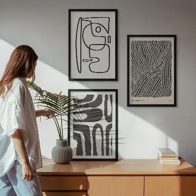 Set tablouri pentru dormitor cu modele abstracte, linii și texturi