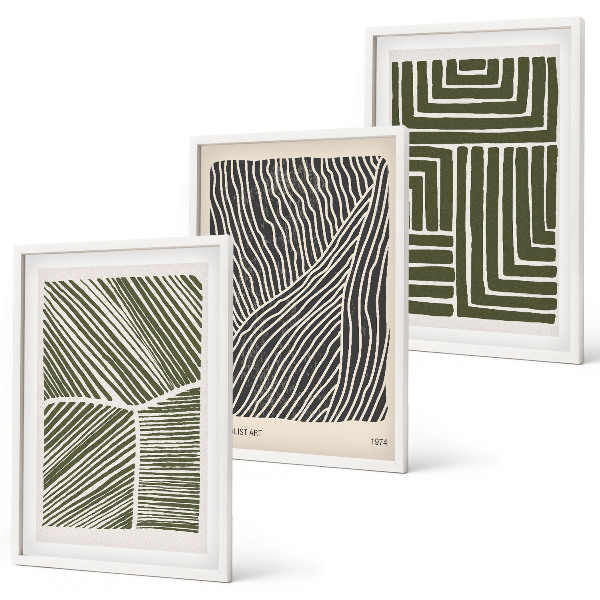 Set tablouri decorative Modele linii forme verde