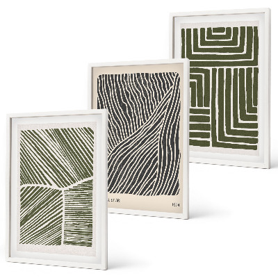 Set tablouri decorative Modele linii forme verde
