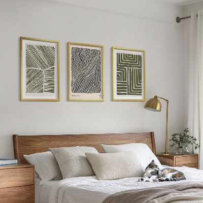 Set tablouri decorative Modele linii forme verde