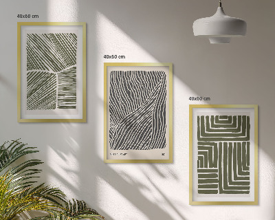 Set tablouri decorative Modele linii forme verde