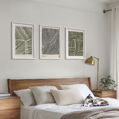 Set tablouri decorative Modele linii forme verde