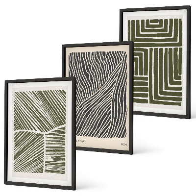 Set tablouri decorative Modele linii forme verde