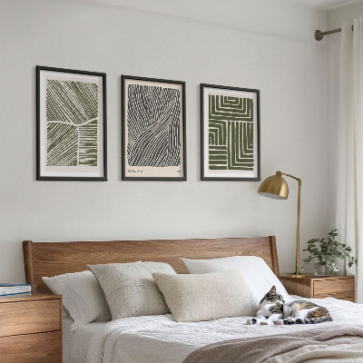 Set tablouri decorative Modele linii forme verde
