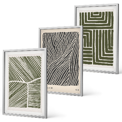 Set tablouri decorative Modele linii forme verde