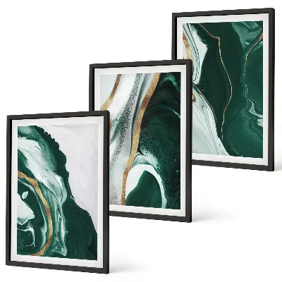 Set tablouri pentru dormitor cu modele abstracte de vopsea verde