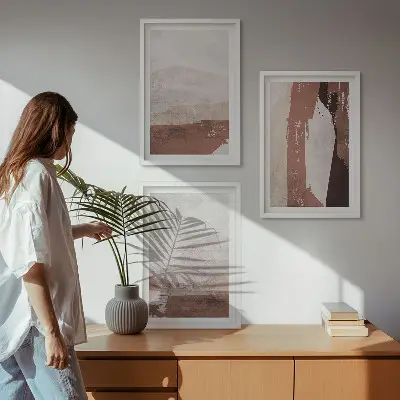 Set de tablouri pentru dormitor cu modele abstracte în nuanțe de maro și bej