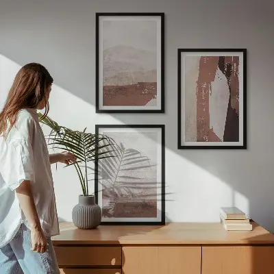 Set de tablouri pentru dormitor cu modele abstracte în nuanțe de maro și bej