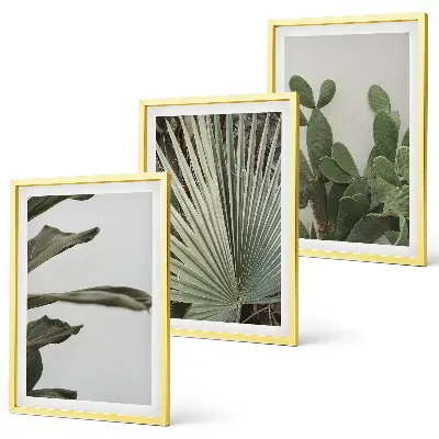Set de tablouri decorative cu frunze de plante tropicale pastelate