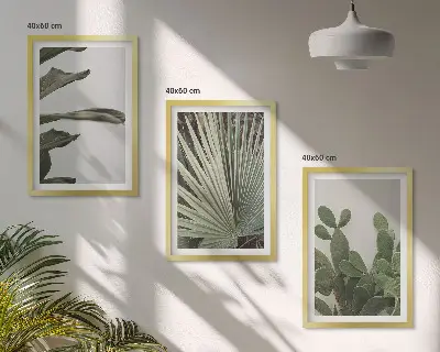 Set de tablouri decorative cu frunze de plante tropicale pastelate