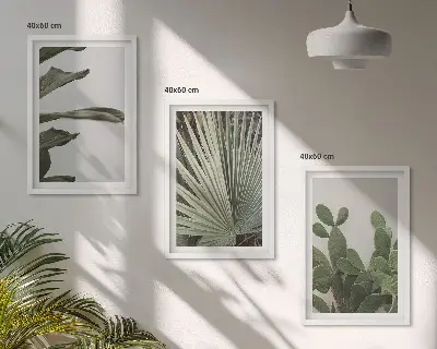 Set de tablouri decorative cu frunze de plante tropicale pastelate