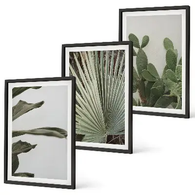 Set de tablouri decorative cu frunze de plante tropicale pastelate