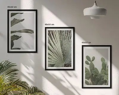 Set de tablouri decorative cu frunze de plante tropicale pastelate