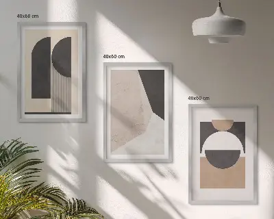 Set tablouri decorative cu forme abstracte bej și maro