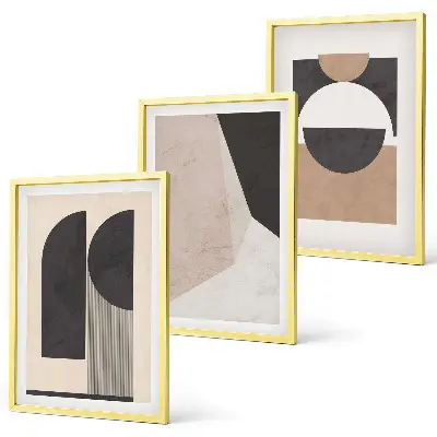 Set tablouri decorative cu forme abstracte bej și maro