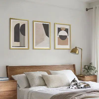 Set tablouri decorative cu forme abstracte bej și maro
