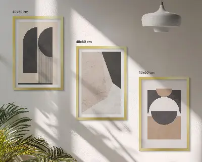 Set tablouri decorative cu forme abstracte bej și maro