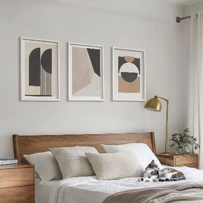 Set tablouri decorative cu forme abstracte bej și maro