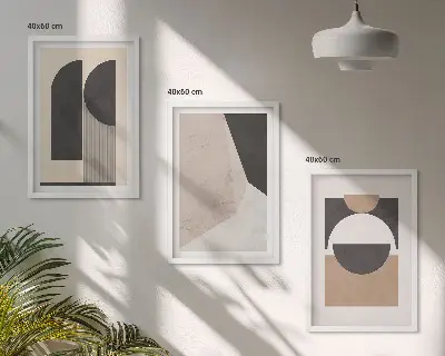 Set tablouri decorative cu forme abstracte bej și maro