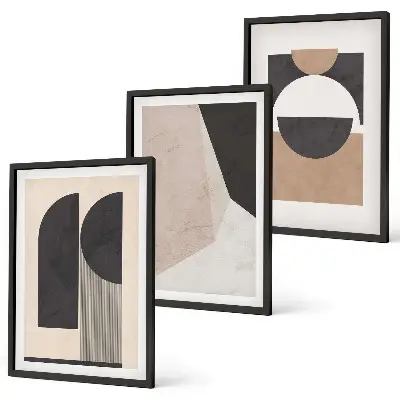 Set tablouri decorative cu forme abstracte bej și maro
