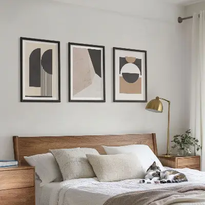 Set tablouri decorative cu forme abstracte bej și maro