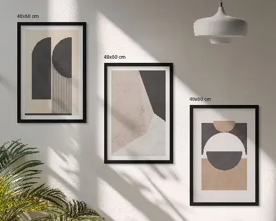 Set tablouri decorative cu forme abstracte bej și maro