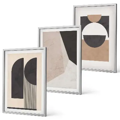 Set tablouri decorative cu forme abstracte bej și maro