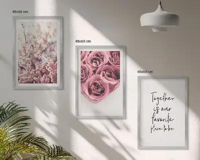Set tablouri decorative cu buchete de trandafiri și inscripție