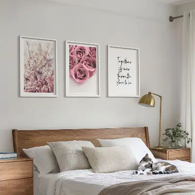 Set tablouri decorative cu buchete de trandafiri și inscripție