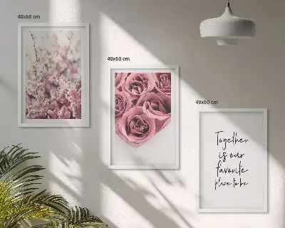 Set tablouri decorative cu buchete de trandafiri și inscripție
