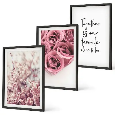 Set tablouri decorative cu buchete de trandafiri și inscripție