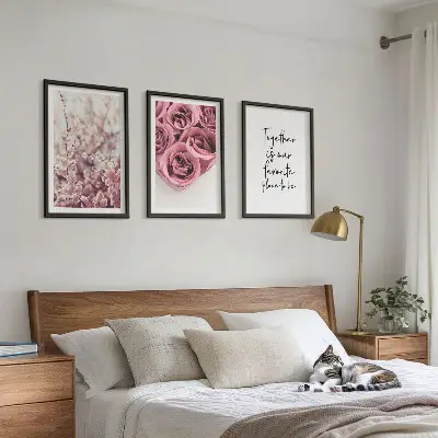 Set tablouri decorative cu buchete de trandafiri și inscripție