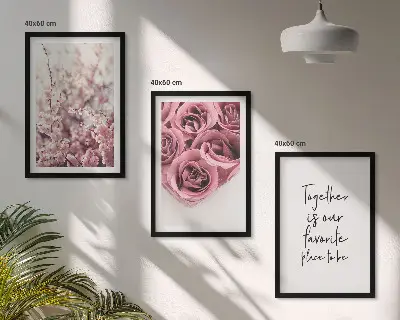 Set tablouri decorative cu buchete de trandafiri și inscripție