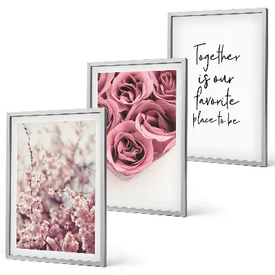 Set tablouri decorative cu buchete de trandafiri și inscripție