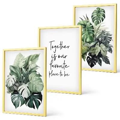 Set de tablouri pentru dormitor cu model de frunze verzi de plante tropicale