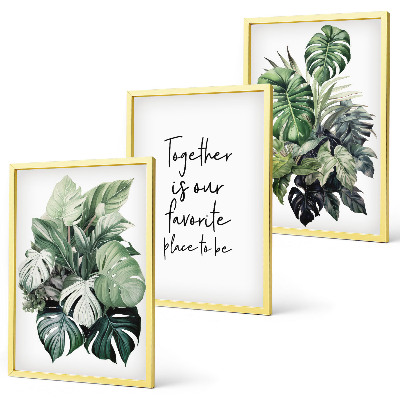 Set tablouri pentru dormitor Frunze verzi de plante tropicale