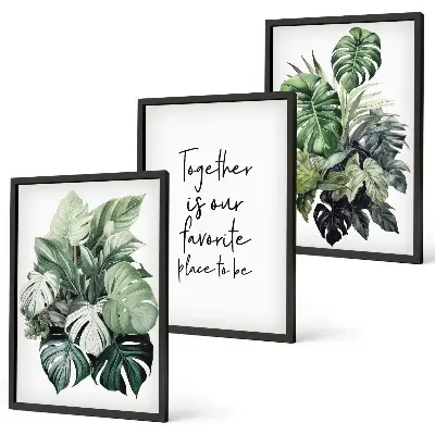 Set de tablouri pentru dormitor cu model de frunze verzi de plante tropicale