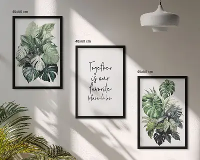 Set de tablouri pentru dormitor cu model de frunze verzi de plante tropicale