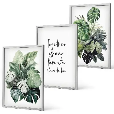 Set de tablouri pentru dormitor cu model de frunze verzi de plante tropicale