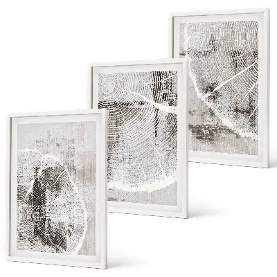 Set de tablouri decorative cu model de fibre de lemn gri