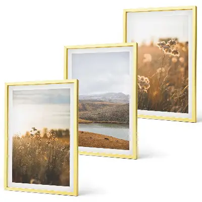 Set de tablouri pentru dormitor cu peisaj de pajiști, munți și lac